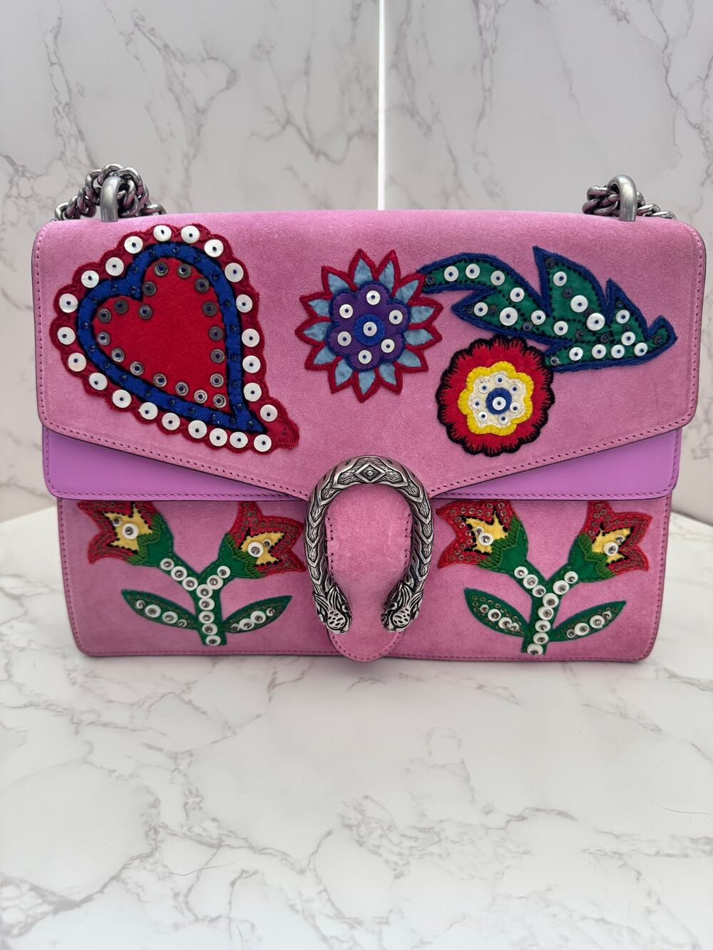 Gucci Dionysus Limited Edition With Embellished Pink Suede